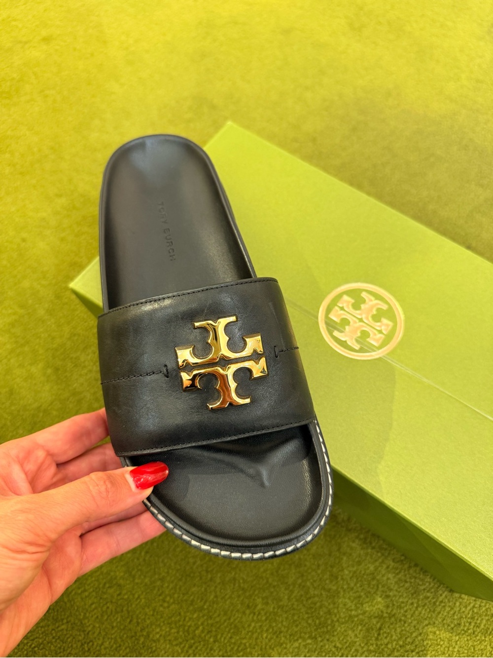 Tory Burch Everly Anatomic Lug Sandals, Black - Picture 8 of 8